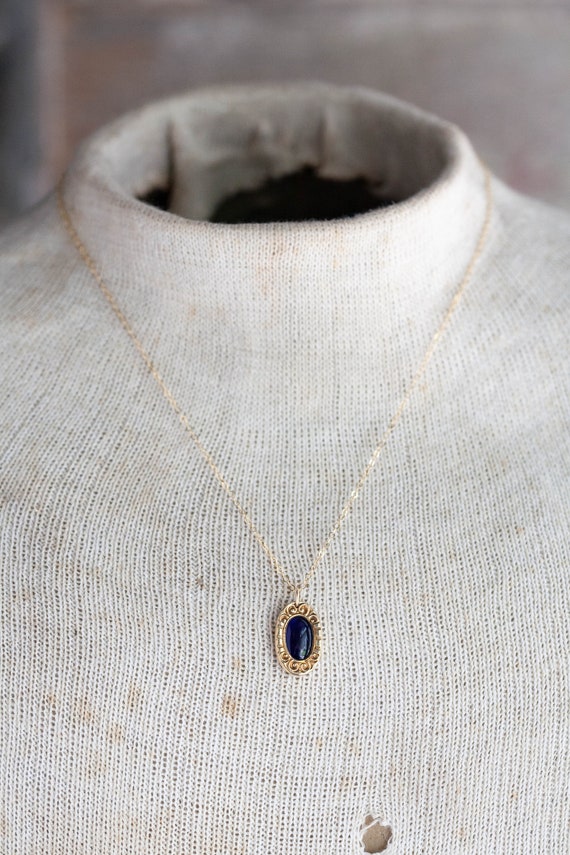 Victorian Gold-Filled Faux Sapphire Charm, Antiqu… - image 2