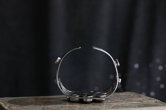 Sterling Silver Statement Cuff Bracelet with Pink… - image 6