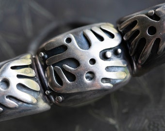 1950's Salvador Teran Sterling Modernist Bracelet, Vintage Salvador Teran Sterling Jewelry, Vintage Mexican Modernist Bimorphic Sterling