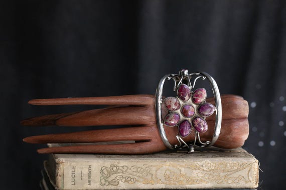 Sterling Silver Statement Cuff Bracelet with Pink… - image 9