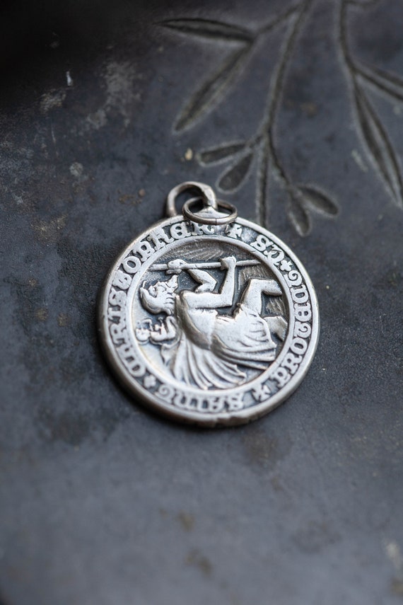 Vintage Sterling Catholic Medals, St. Christopher… - image 3