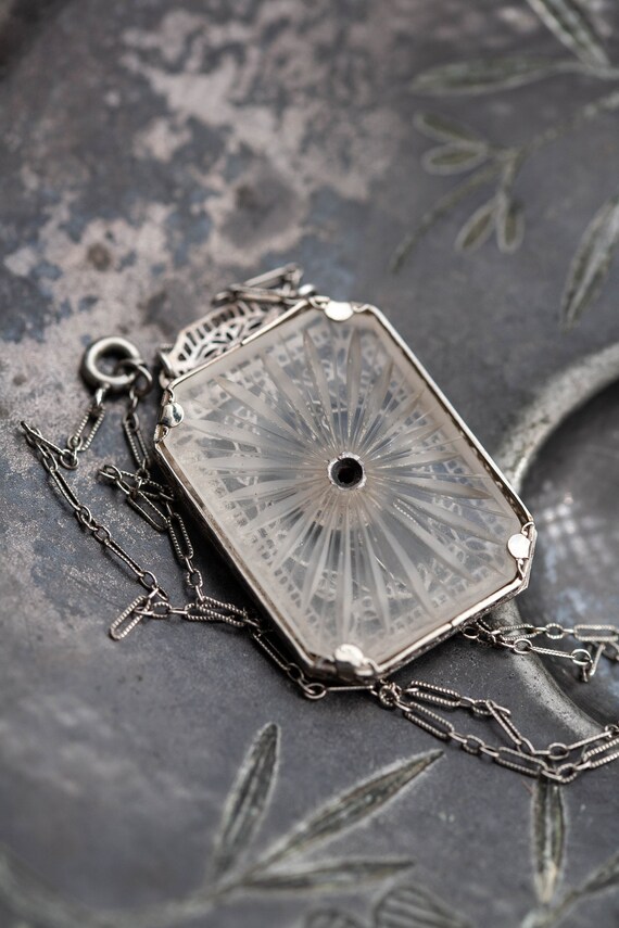 Art Deco 14K Diamond Camphor Necklace, Antique Ca… - image 3