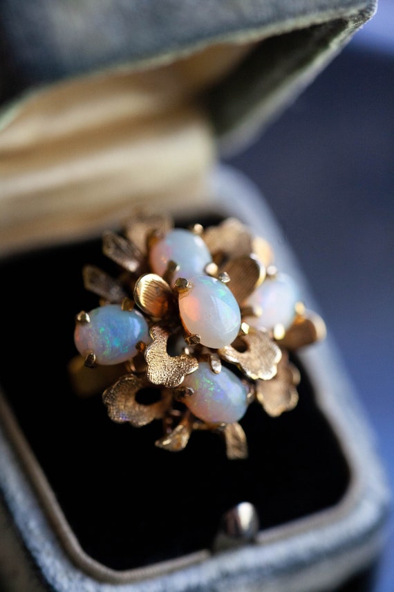 1950's 18K Gold Opal Ring, Vintage 18K Opal Ring, 