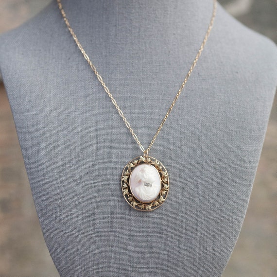 Antique Habille Cameo Diamond Pendant, Antique Sh… - image 2