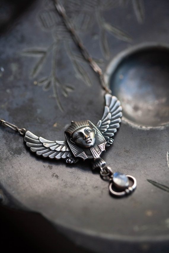 Art Deco Egyptian Revival Necklace, Egyptian Neckl
