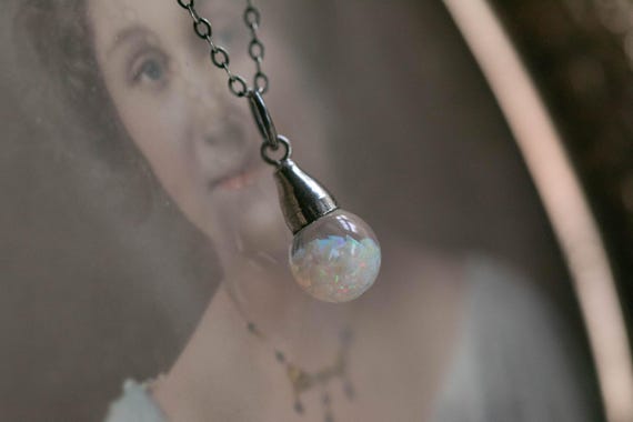 Tiny Floating Opal Charm • Flashy Vintage Opal Dr… - image 7