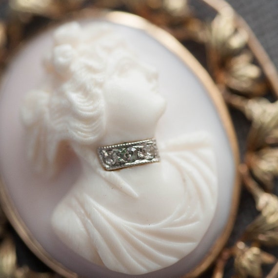 Antique Habille Cameo Diamond Pendant, Antique Sh… - image 3