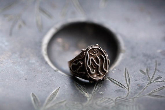 Unique Antique Arabic Silver Ring, Antique Ethnic… - image 2