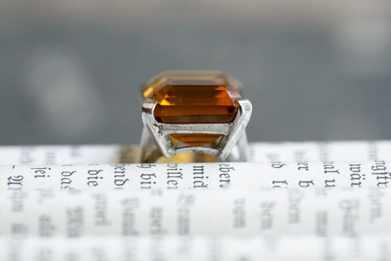 HUGE Faux Citrine Sterling Silver Ring, Retro Ste… - image 6