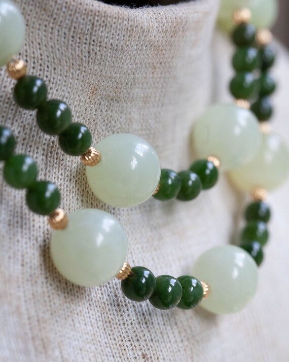 Vintage Estate Jade & Serpentine Necklace, Vintag… - image 5