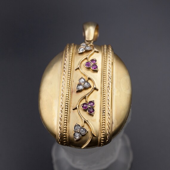 1800's Diamond & Ruby Locket, Russian Antique Lock