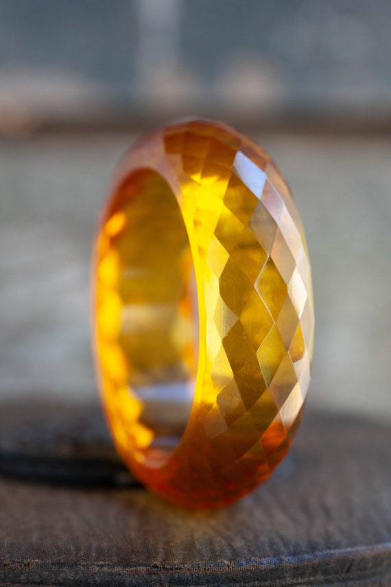 Apple Juice Faceted Bakelite Bangle, 1930's Apple 