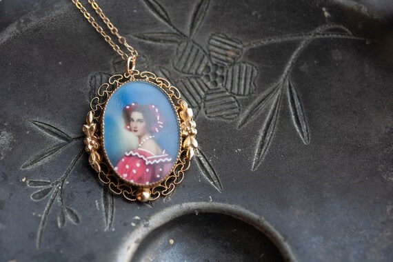 Vintage Italian Portrait Miniature, Vintage Miniat