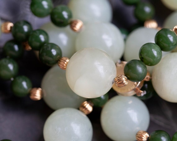 Vintage Estate Jade & Serpentine Necklace, Vintag… - image 8