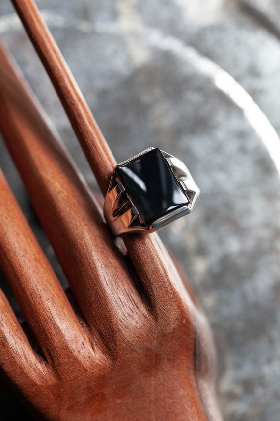 Vintage Onyx Sterling Men's Women's Ring, Vintage 