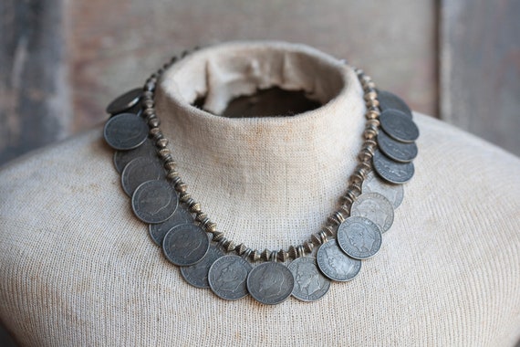 Vintage Parisian Coin Necklace, Vintage Replica C… - image 1