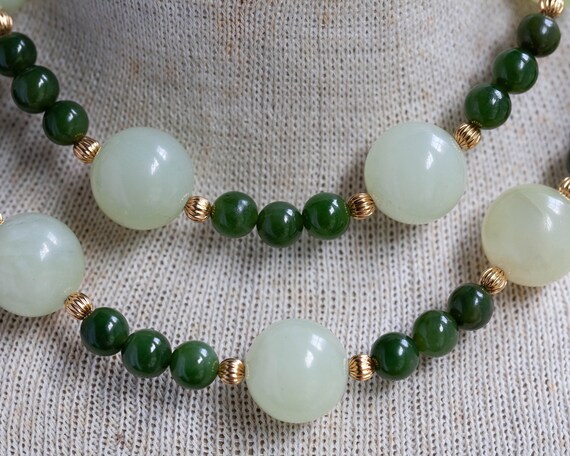 Vintage Estate Jade & Serpentine Necklace, Vintag… - image 3