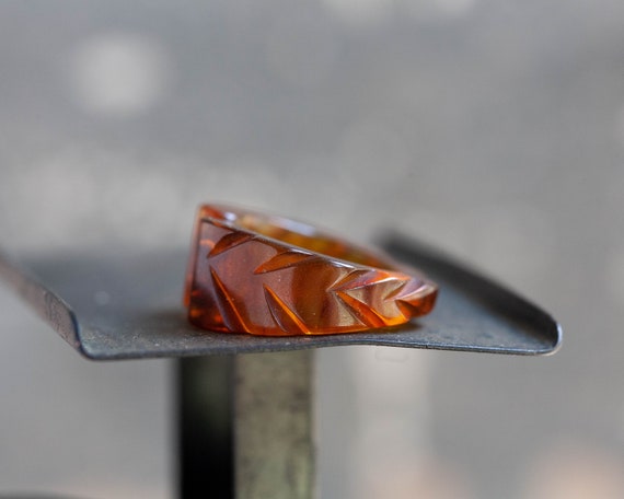 RARE 1940's Apple Juice Bakelite Ring, Vintage Ca… - image 4