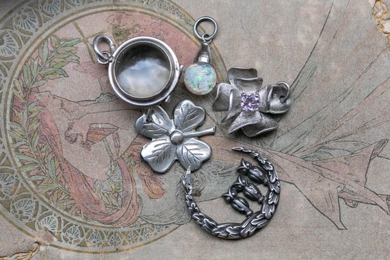 Tiny Floating Opal Charm • Flashy Vintage Opal Dr… - image 11