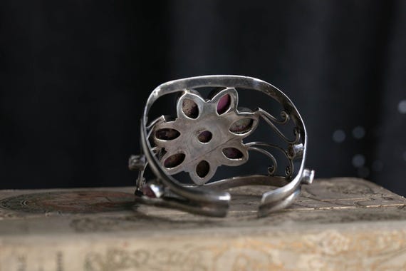 Sterling Silver Statement Cuff Bracelet with Pink… - image 4