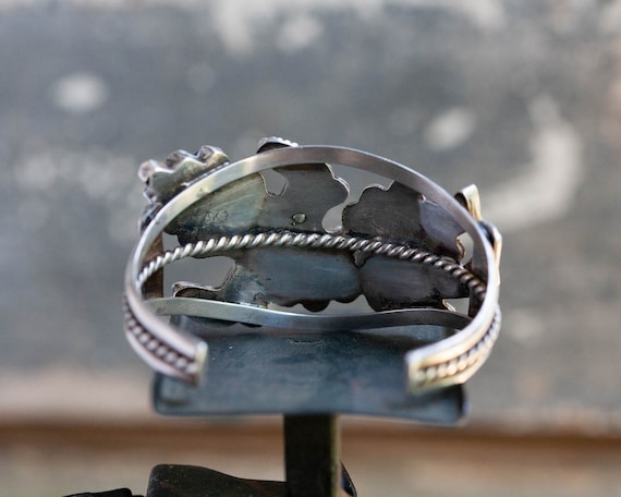 70s Vintage ZUNI Bangle silver925 ズニ族 Vintage Silver Cuff Bracelet With Zuni Inlay Sunface Katsina