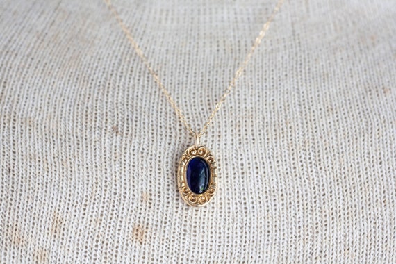 Victorian Gold-Filled Faux Sapphire Charm, Antiqu… - image 4