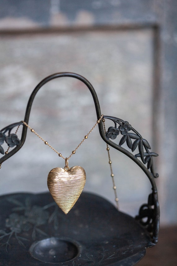 Vintage Gold / Sterling Heart Necklace, Vintage P… - image 3