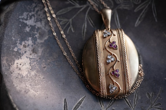 1800's Diamond & Ruby Locket, Russian Antique Lock