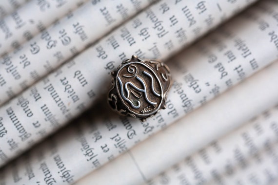 Unique Antique Arabic Silver Ring, Antique Ethnic… - image 1