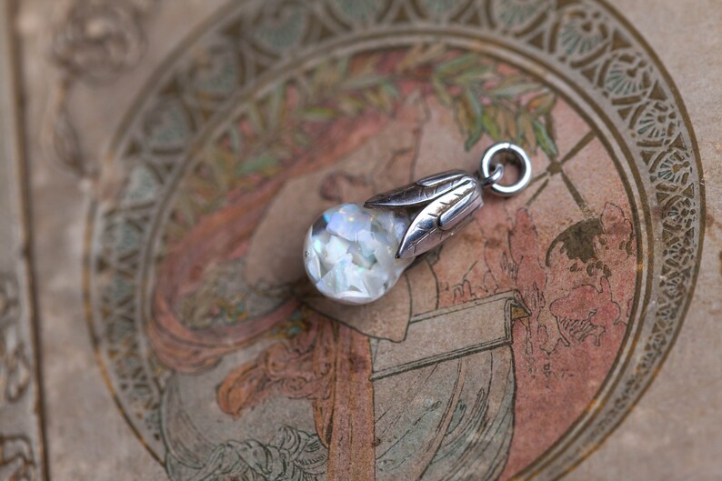 Vintage Floating Opal Pendant, Vintage Opal Necklace, Floating Opal Necklace, Glass Bottle Opal Necklace, Sterling Floating Opal image 6