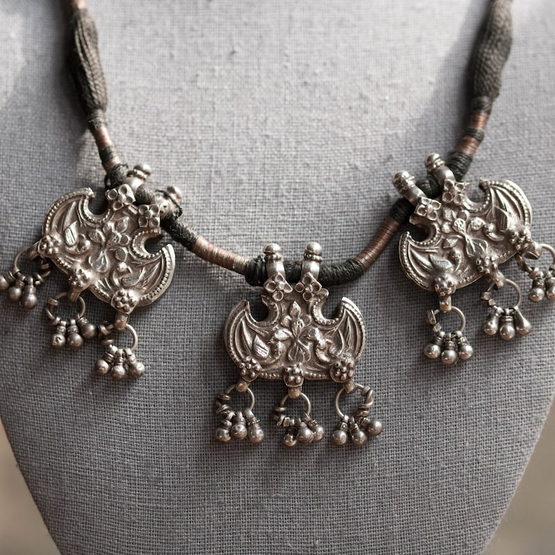 Antique Rajasthani Bell Amulet Necklace Antique Sterling Etsy