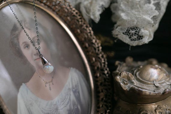 Tiny Floating Opal Charm • Flashy Vintage Opal Dr… - image 2