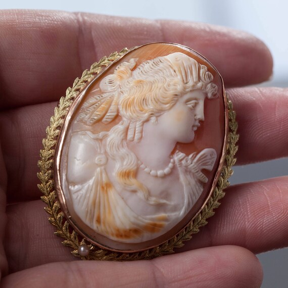 Victorian 14K Cameo Brooch, Victorian Cameo Neckl… - image 8