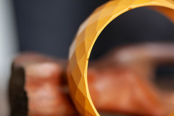 Butterscotch Faceted Bakelite Bangle, 1930's Bake… - image 10