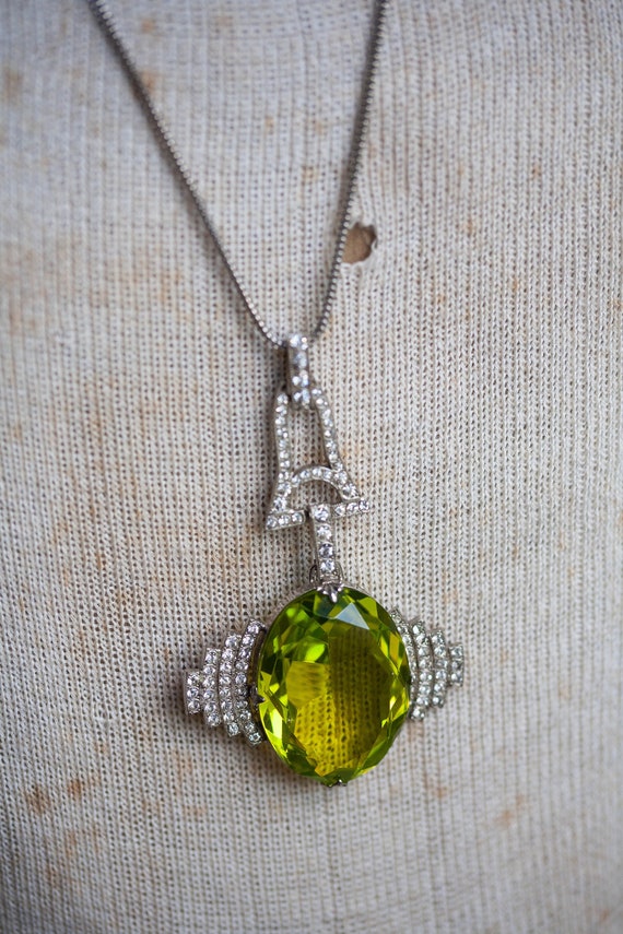 HUGE Art Deco Pendant, 1920's Deco Pendant, Lime G