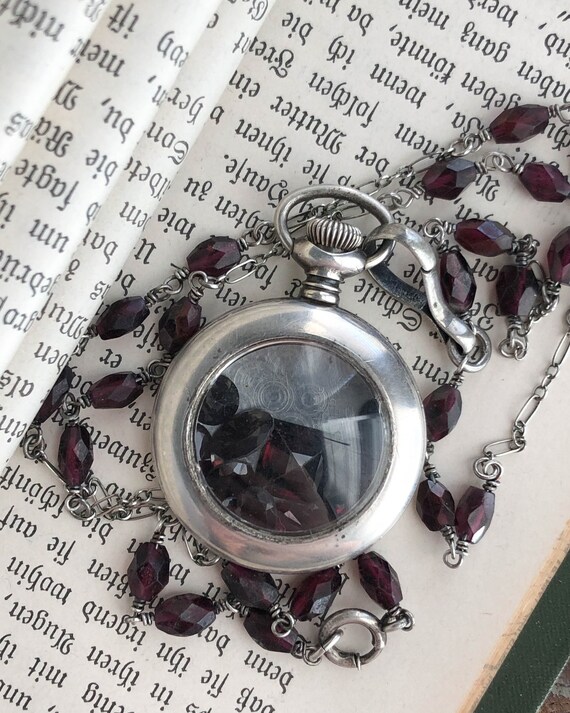 Antique Sterling & Garnet Shaker Locket, Victorian