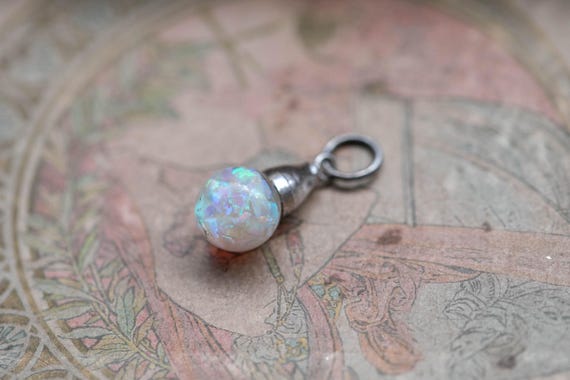 Tiny Floating Opal Charm • Flashy Vintage Opal Dr… - image 3