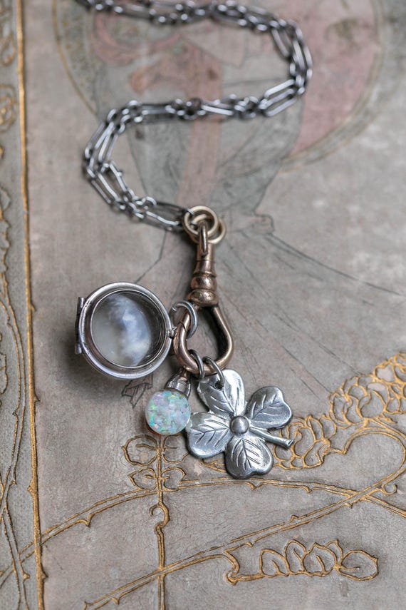 Tiny Floating Opal Charm • Flashy Vintage Opal Dr… - image 9