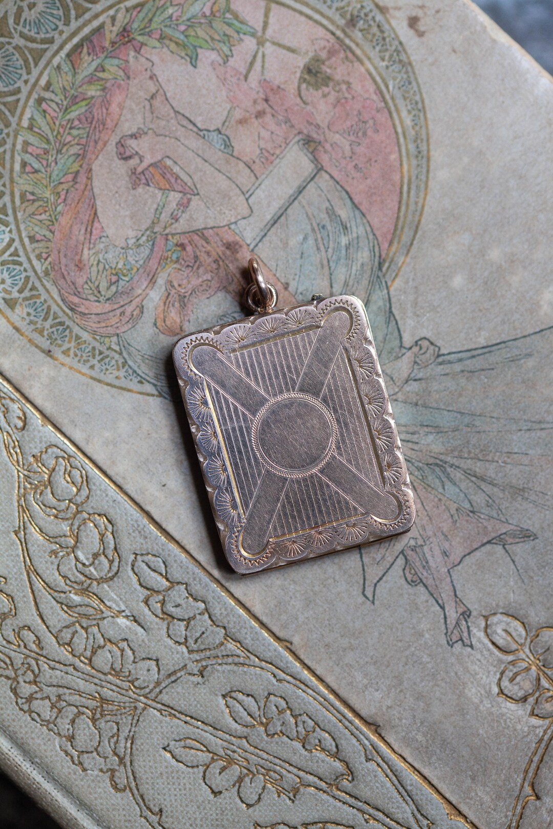 Rectangular Gold Locket Art Deco Gold Filled Locket, Antique Gold Filled Locket, Antique ...