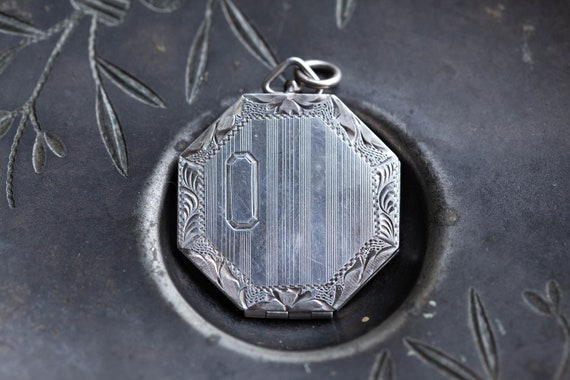 Sterling Deco Locket, Art Deco Locket, Sterling A… - image 1