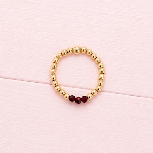 Ruby Stacking Ring: 14k Gold Filled Stretch Bead Thumb Ring