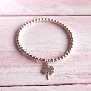 Four Leaf Clover Bracelet 925 Sterling Silver 4mm Bead | Etsy