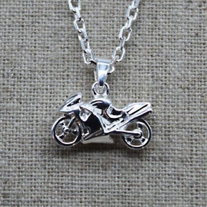 Motorcycle Pendant, 925 Silver Pendant, Motorcycle Necklace, Silver Necklace, Sterling Silver Chain, Chain Necklace, Necklace Pendant
