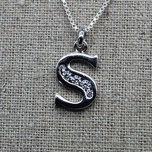 Pendentif Lettre S, Collier Lettre S, Pendentif Initial, Pendentif Argent, Pendentif Zirconium Cubique, Pendentif Alphabet, Bijoux Initiaux