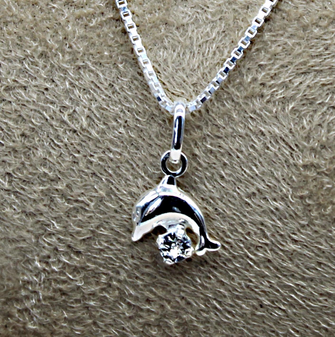 Pendentif Dauphin Argenté Bleu - Plaqué Argent 925 - Bijou Fantaisie