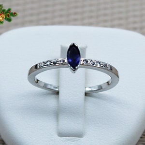 Fine 925 Silver Iolite and Cz Diamond Ring. Handmade Jewelry Minerals Silver 925 Rhodium Plated Women. Sterling Silver Water Sapphire Ring. image 10