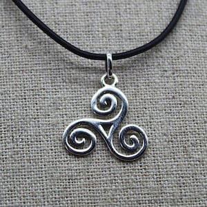 Black Cord Necklace, Silver Pendant, Breton Pendant, Triskel Pendant, Necklace Pendant, Necklace Cord, Short Necklace, Celtic Jewelry