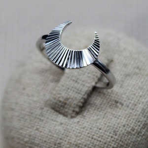 Crescent Moon Ring, Rhodium Silver Ring, Lunar Ring, Celestial Ring, Galaxy Ring, Celestial Jewelry, Jewelry For Women, Silver Jewelry