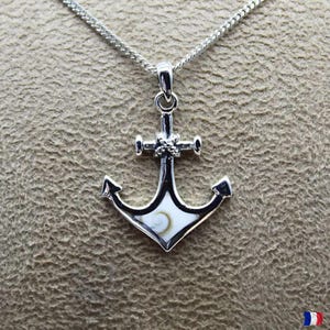 Sterling Silver Pendant with Shiva Eye / Saint Lucy’s Eye – Anchor Shape – With or Without Chain 38/40/42/45/50/55/60 cm