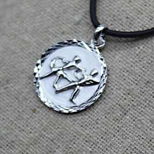925 Silver pendant Gemini zodiac sign with or without leather cord, handmade Gemini astrological necklace, Astrology jewelry